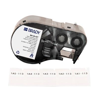 Etiquetas envolventes autolaminables de vinilo con cinta de impresión para las impresoras BMP41 BMP51 M511 - 1" x 0.75", Blanco