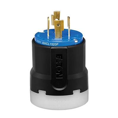 Clavija "Ultragrip", Diametro Del Cable 9.5-25.4Mm, 3P4H 20A 3Ø 250Vca Nema L15-20, Grado Industrial, Color Negro Y Blanco