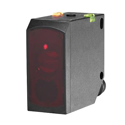 45DMS Distance Measurement Sensor, Background Reflection, 0.1 ... 5 m, Push Button and Remote Touch, Class 1 Laser, Auto PNP or NPN (IO-Link) and 4-20 mA Output, Integral 5 pin DC Micro (M12)