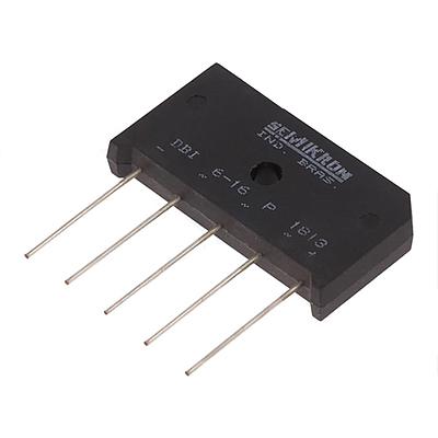 SEMIKRON Rectificador Trifásico, Puente de 6 Diodos, Montaje en PCB, 1000V, 6 Amperios - DB1-616