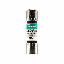 BUSSMAN Fusible Suplementario 13/32" X 1-1/2" Tubo de Fibra Vulcanizada Acción Rápida 250Vca - BAF-1