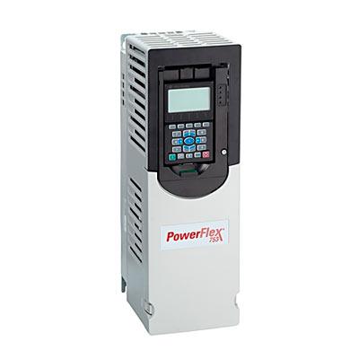POWERFLEX 753 AC DRIVE, WITH EMBEDDED I/O, AIR COOLED, AC INPUT WITH DC TERMINALS, OPEN TYPE, 96 AMPS, 75HP ND, 60HP HD, 480 VAC, 3 PH, FRAME 5, FILTERED, CM JUMPER INSTALLED, DB TRANSISTOR, BLANK (NO