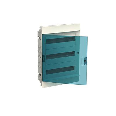 Gabinete para empotrar MISTRAL IP41F, 54 Módulos, 3 Filas, puerta transparente