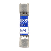 BUSSMANN Fusible Suplementario 13/32" X 1-1/2", Tubo de Fibra Vulcanizada, Acción Rápida 250Vca - BAF-8