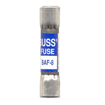 BUSSMANN Fusible Suplementario 13/32" X 1-1/2", Tubo de Fibra Vulcanizada, Acción Rápida 250Vca - BAF-8
