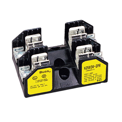 BUSSMANN Portafusibles 2P, 30A, Clase H, Con orejeta y resorte - H25030-2CR