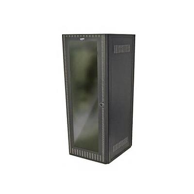 LACES Gabinete de red para telecomunicaciones, 42 UR, Puerta perforada, Hasta 700 Kg, Acero, Negro - LA304GR421922P