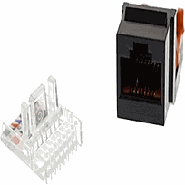 NETKEY Paquete especial con 25 conectores modulares Keystone, Catagoria 3, 8posiciones y 8 hilos.Color: Negro - NK5E88MBLQ