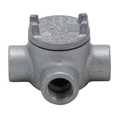 Caja registro redonda para áreas peligrosas serie GUA de aluminio libre de cobre tipo "T" con entrada de 1/2" NPT. Clase 1 Div.. 1&amp;2 Grupos B, C, D. Clase 2 Div.. 1 Grupos E, F, G. Clase 2 Div.. 2 Gru