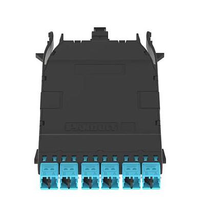 OM4 HD FLEX CASSETTE WITH 1 MPO TO 6 DUPLEX LC, OPTIMIZED INSERTION LOSS, UNIVERSAL POLARITY
