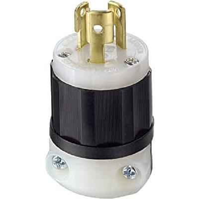 LEVITON Enchufe de bloqueo grado industrial, conexión a tierra, color blanco y negro, 15 Amp, 277 Volt, NEMA L7-15P, 2P, 3W, - OLD4770C