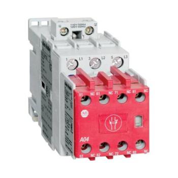 SAFETY  CONTACTOR,23 A,24V50/60HZ/24VDC ELEC CL,3 NORMALLY OPEN POWER POLES,24V DC ELECTRONIC,2 NOC & 3 NCC,LINE SIDE COIL TERMINATION,BIFURACATED CONTACT