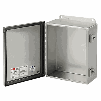 HOFFMAN Caja de conexiones, montaje en panel, acero, gris, 8x6x3.5 pulgadas, NEMA12, con bisagras, abrazadera de tornillo - A806CH