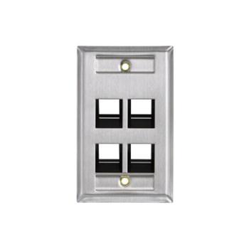 BELDEN Placa frontal / faceplate metálica KeyConnect de acero inoxidable de 4 puertos - AX104232