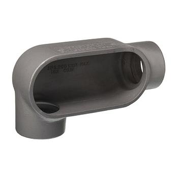 Condulet® Caja Registro Ovalada Serie 7  Forma"LR" en aluminio libre de cobre con pintura gris epóxica electroestática,  Entrada 2-1/2" NPT,  con tapa de acero galvanizado y empaque integrado.