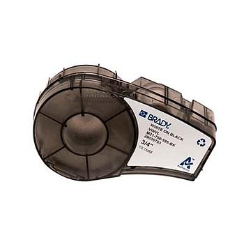 BRADY - Cinta de etiquetas de vinilo con adhesivo permanente, 0.75", blanco sobre negro
