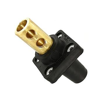 FEMALE SERIES 16 TAPER NOSE PANEL MOUNT RECEPTACLE WITH 3/4" THREADED STUD (BLACK)