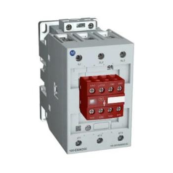 100S-E MCS-E Safety Contactor, 80A, AC3 duty, 100-250V AC 50/60Hz / 100-250V DC Electronic Coil, 0 N.O.  0 N.C. Standard & 3 N.O. 1 N.C. Lower Power Auxiliary Contacts