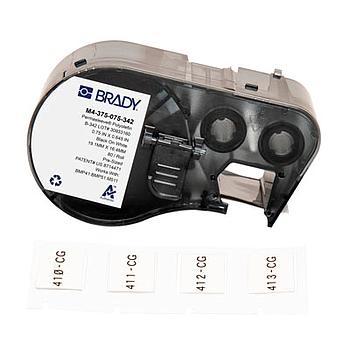 Etiquetas termocontráctiles PermaSleeve con cinta de impresión para las impresoras BMP41 BMP51 M511 - 0.375" Diá. x 0.75", Blanco
