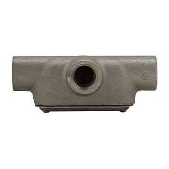 Condulet® Caja Registro Ovalada Serie 7  Forma"T" en aluminio libre de cobre con pintura gris epóxica electroestática,  Entrada 2" NPT,  con tapa de acero galvanizado y empaque integrado. Aplicación i