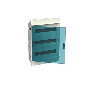 Gabinete para empotrar MISTRAL IP41F, 54 Módulos, 3 Filas, puerta transparente