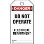 Plastic Tag, 'Danger Do Not Operate Elec
